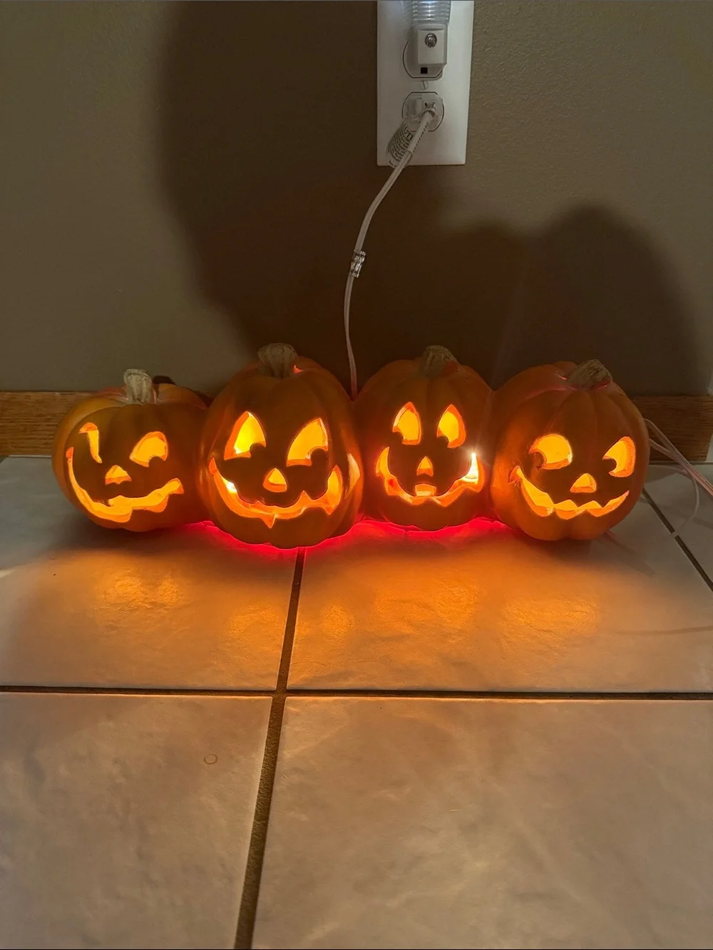 Vintage Trendmasters 4 Horizontal Foam Pumpkin Light Up Jack-O-Lantern 1995